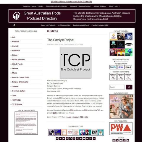 The Catalyst Project   
Screenshot of the podcast listing on the Great Australian Pods website