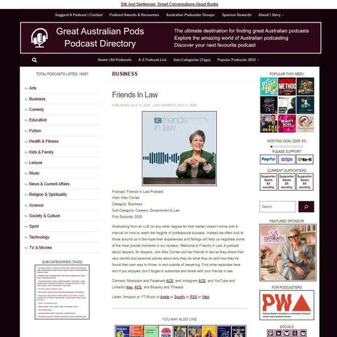 Friends In Law Podcast   
Screenshot of the podcast listing on the Great Australian Pods website