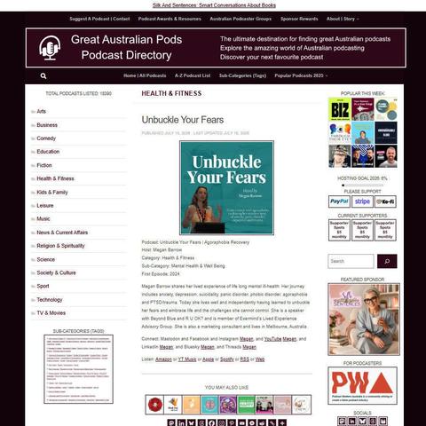 Unbuckle Your Fears | Agoraphobia Recovery   
Screenshot of the podcast listing on the Great Australian Pods website