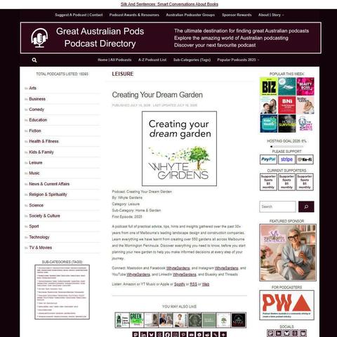 Creating Your Dream Garden   
Screenshot of the podcast listing on the Great Australian Pods website