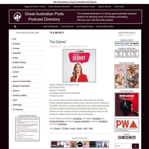 The Debrief With Savanna Young   
Screenshot of the podcast listing on the Great Australian Pods website
