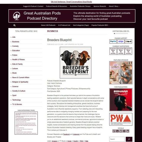 Breeders Blueprint   
Screenshot of the podcast listing on the Great Australian Pods website