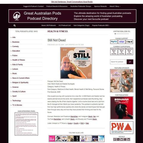 Still Not Dead   
Screenshot of the podcast listing on the Great Australian Pods website