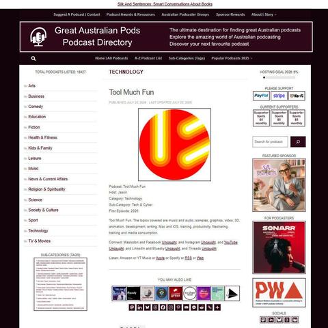 Tool Much Fun   
Screenshot of the podcast listing on the Great Australian Pods website