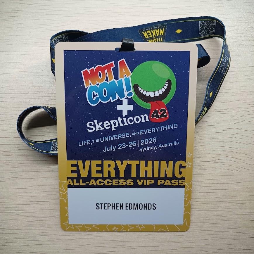 NotACon! + Skepticon 42 conference badge NotACon! + Skepticon 42 conference badge