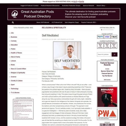 Self Meditated   
Screenshot of the podcast listing on the Great Australian Pods website