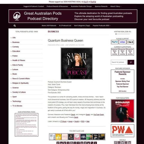 Quantum Business Queen   
Screenshot of the podcast listing on the Great Australian Pods website