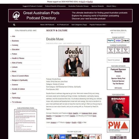 Double Muse   
Screenshot of the podcast listing on the Great Australian Pods website