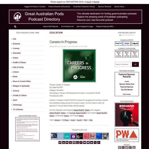 Careers In Progress   
Screenshot of the podcast listing on the Great Australian Pods website
