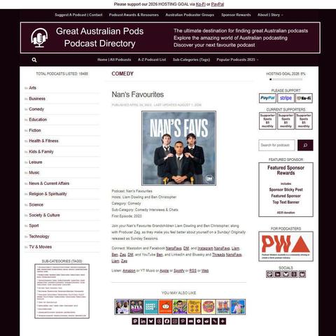 Nan's Favourites
Screenshot of the podcast listing on the Great Australian Pods website