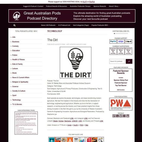 The Dirt   
Screenshot of the podcast listing on the Great Australian Pods website