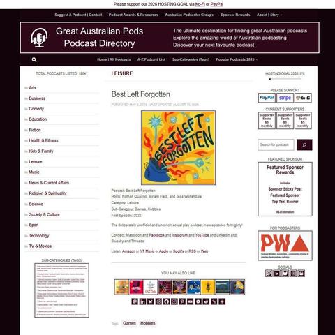 Best Left Forgotten   
Screenshot of the podcast listing on the Great Australian Pods website
