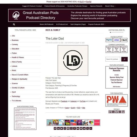 The Later Dad   
Screenshot of the podcast listing on the Great Australian Pods website