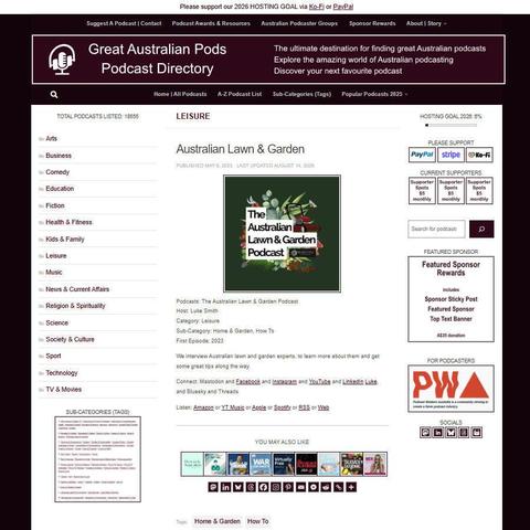 The Australian Lawn & Garden Podcast   
Screenshot of the podcast listing on the Great Australian Pods website