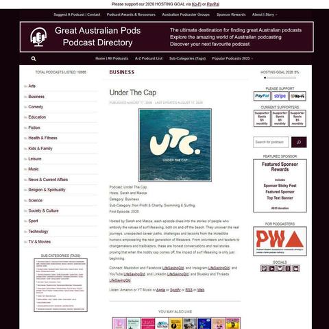 Under The Cap   
Screenshot of the podcast listing on the Great Australian Pods website
