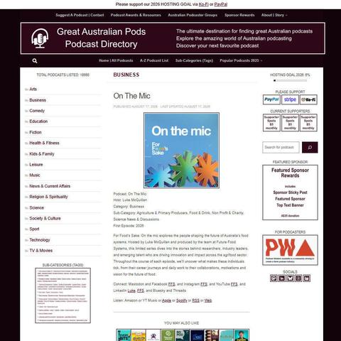 On The Mic   
Screenshot of the podcast listing on the Great Australian Pods website
