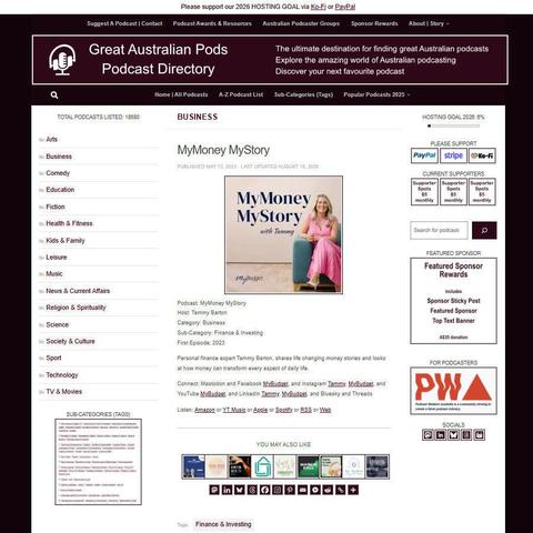 MyMoney MyStory    
Screenshot of the podcast listing on the Great Australian Pods website