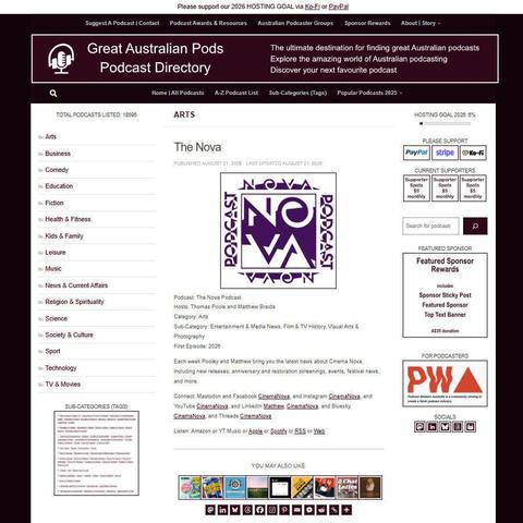 The Nova Podcast   
Screenshot of the podcast listing on the Great Australian Pods website