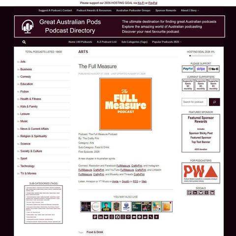 The Full Measure Podcast   
Screenshot of the podcast listing on the Great Australian Pods website