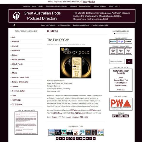 The Pod Of Gold   
Screenshot of the podcast listing on the Great Australian Pods website