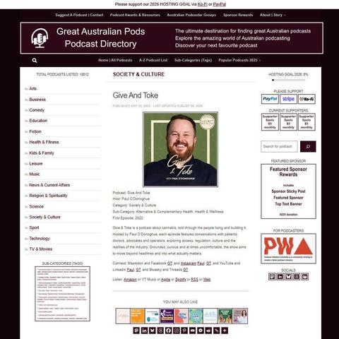 Give & Toke   
Screenshot of the podcast listing on the Great Australian Pods website
