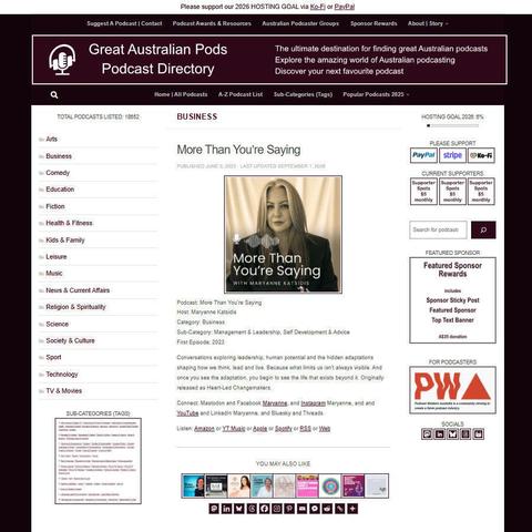 More Than You're Saying   
Screenshot of the podcast listing on the Great Australian Pods website