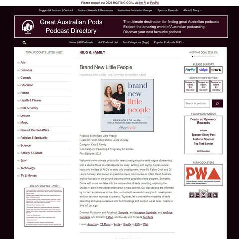 Brand New Little People   
Screenshot of the podcast listing on the Great Australian Pods website