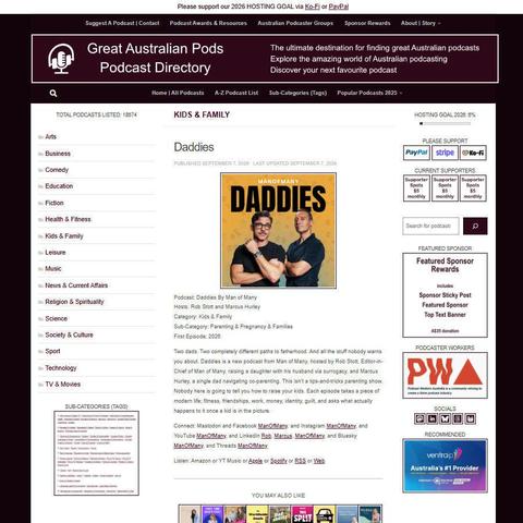 Daddies By Man of Many   
Screenshot of the podcast listing on the Great Australian Pods website