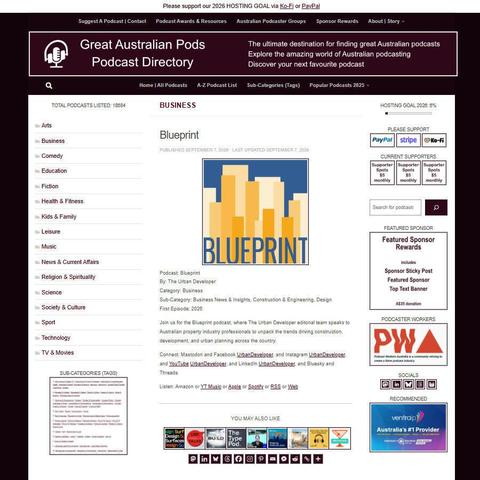 Blueprint   
Screenshot of the podcast listing on the Great Australian Pods website