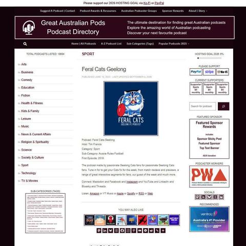 Feral Cats-Geelong   
Screenshot of the podcast listing on the Great Australian Pods website