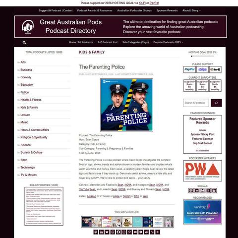 The Parenting Police   
Screenshot of the podcast listing on the Great Australian Pods website