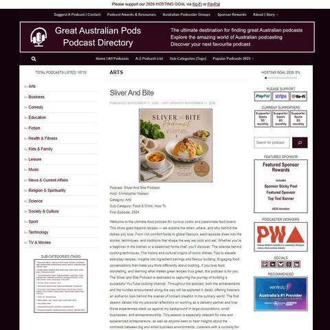 Sliver And Bite Podcast   
Screenshot of the podcast listing on the Great Australian Pods website