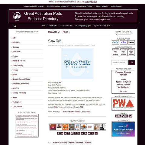 Glow Talk   
Screenshot of the podcast listing on the Great Australian Pods website