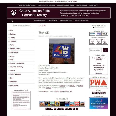 The 4WD Podcast   
Screenshot of the podcast listing on the Great Australian Pods website