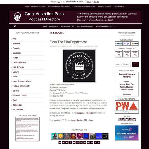 From The Film Department   
Screenshot of the podcast listing on the Great Australian Pods website