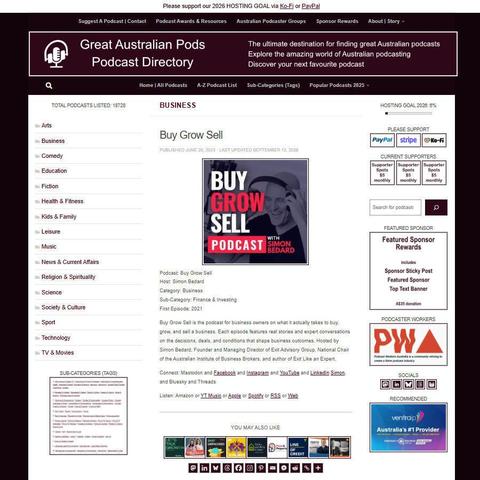 Buy Grow Sell   
Screenshot of the podcast listing on the Great Australian Pods website