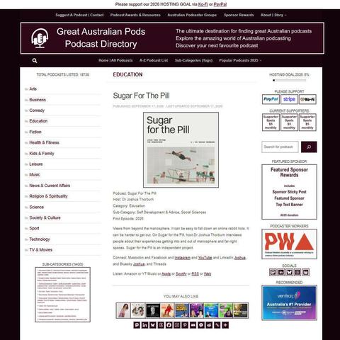 Sugar For The Pill   
Screenshot of the podcast listing on the Great Australian Pods website