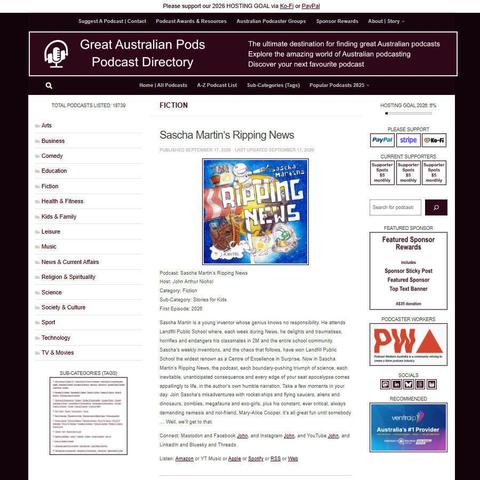 Sascha Martin's Ripping News   
Screenshot of the podcast listing on the Great Australian Pods website