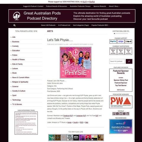 Let's Talk Physie....   
Screenshot of the podcast listing on the Great Australian Pods website