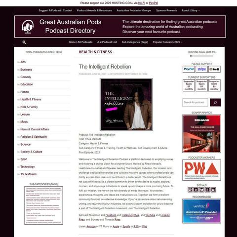 The Intelligent Rebellion   
Screenshot of the podcast listing on the Great Australian Pods website