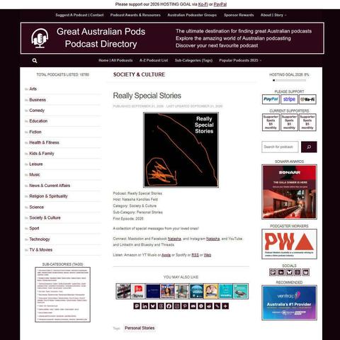 Really Special Stories   
Screenshot of the podcast listing on the Great Australian Pods website