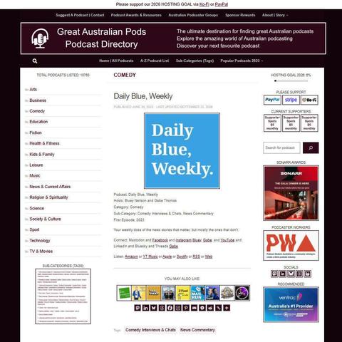 Daily Blue, Weekly   
Screenshot of the podcast listing on the Great Australian Pods website