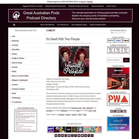It's Swell With Two People   
Screenshot of the podcast listing on the Great Australian Pods website