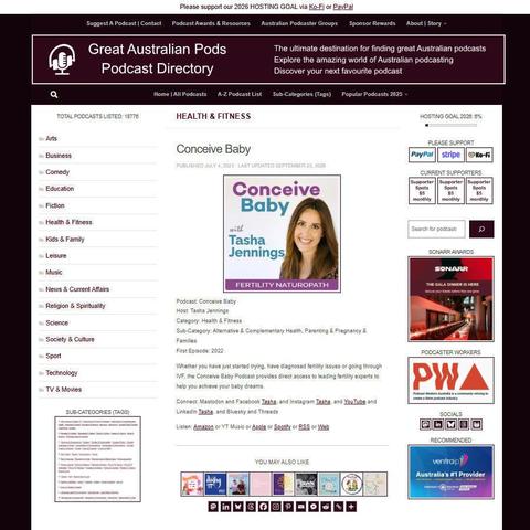 Conceive Baby   
Screenshot of the podcast listing on the Great Australian Pods website