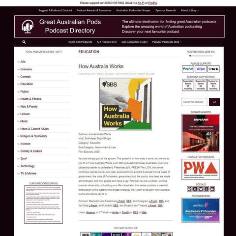 How Australia Works   
Screenshot of the podcast listing on the Great Australian Pods website