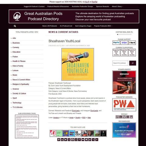 Shoalhaven YouthLocal   
Screenshot of the podcast listing on the Great Australian Pods website
