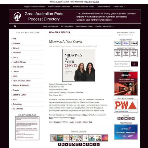 Midwives At Your Cervix   
Screenshot of the podcast listing on the Great Australian Pods website