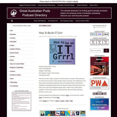 How To Be An IT Grrrl   
Screenshot of the podcast listing on the Great Australian Pods website