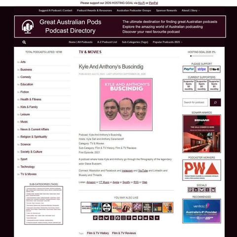 Kyle And Anthony's Buscindig   
Screenshot of the podcast listing on the Great Australian Pods website