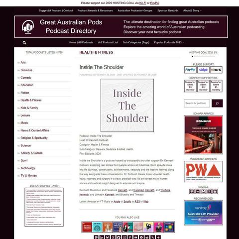 Inside The Shoulder   
Screenshot of the podcast listing on the Great Australian Pods website